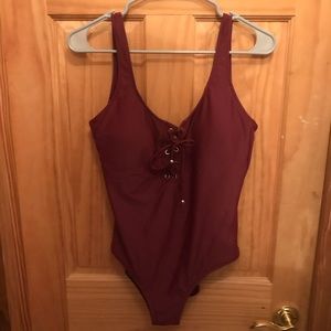 Maroon one piece bathing suit